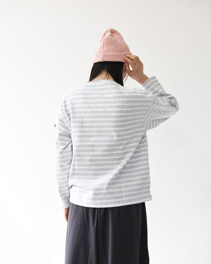 SAINT JAMES [20JC OUES LOOSE BORDER - GRIS.CLAIR/NEIGE ] [20jclb-gcl-ne] セントジェームス 正規販売店・ウエッソンルーズ ボーダー・霜降りペールグレー/白 [2026SS]