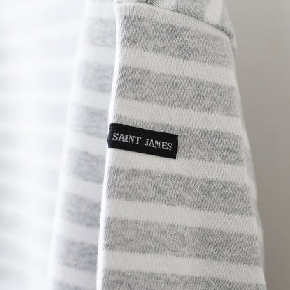 SAINT JAMES [20JC OUES LOOSE BORDER - GRIS.CLAIR/NEIGE ] [20jclb-gcl-ne] セントジェームス 正規販売店・ウエッソンルーズ ボーダー・霜降りペールグレー/白 [2026SS]
