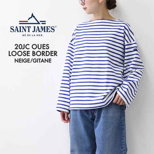 SAINT JAMES [20JC OUES LOOSE BORDER - NEIGE/GITANE] [20jclb-ne-git] ウエッソンルーズ ボーダー・白×コバルトブルー [2026SS]