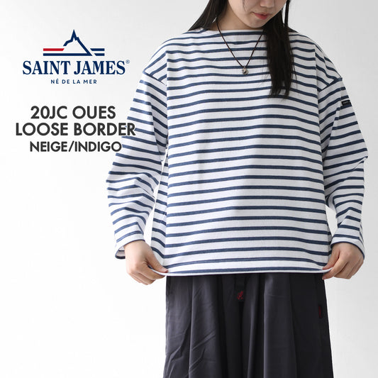 SAINT JAMES [20JC OUES LOOSE BORDER - NEIGE/INDIGO ] [20jclb-ne-ind] セントジェームス 正規販売店・ウエッソンルーズ ボーダー・白×インディゴ [2026SS]