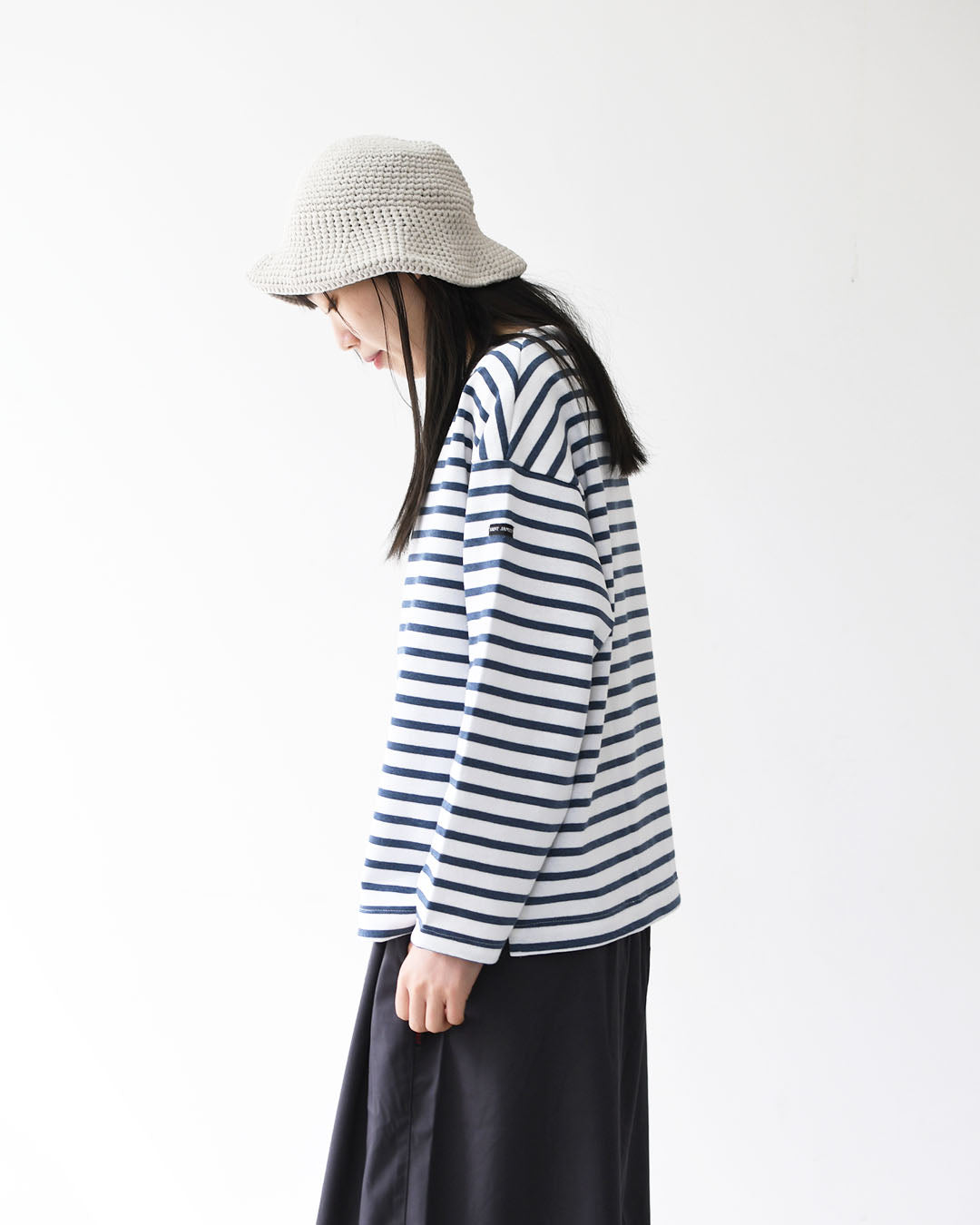 SAINT JAMES [20JC OUES LOOSE BORDER - NEIGE/INDIGO ] [20jclb-ne-ind] セントジェームス 正規販売店・ウエッソンルーズ ボーダー・白×インディゴ [2026SS]