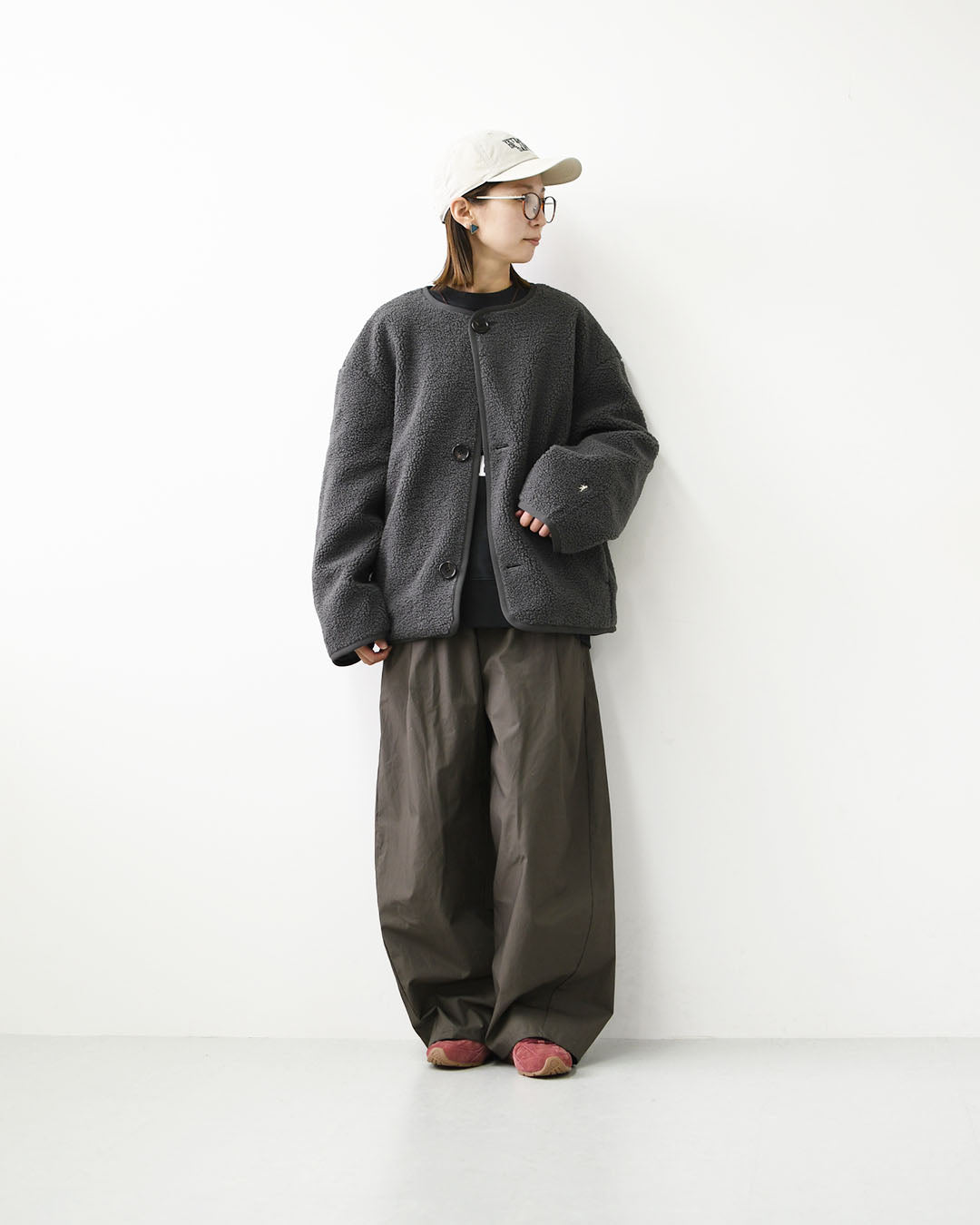 Gymphlex [ジムフレックス] W COLLARLESS BOA JACKET [GY-A0851BOL] ノーカラーボアジャケット・ボアジャケット・ボアブルゾン・カラーレス・ジャケット・ブルゾン・アウター・LADY'S [2026AW]