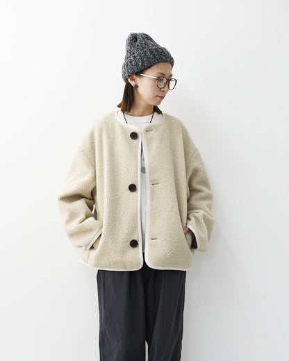 Gymphlex [ジムフレックス] W COLLARLESS BOA JACKET [GY-A0851BOL] ノーカラーボアジャケット・ボアジャケット・ボアブルゾン・カラーレス・ジャケット・ブルゾン・アウター・LADY'S [2026AW]