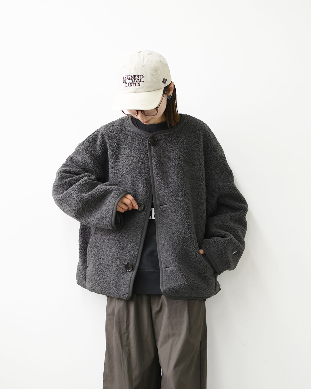 Gymphlex [ジムフレックス] W COLLARLESS BOA JACKET [GY-A0851BOL] ノーカラーボアジャケット・ボアジャケット・ボアブルゾン・カラーレス・ジャケット・ブルゾン・アウター・LADY'S [2026AW]
