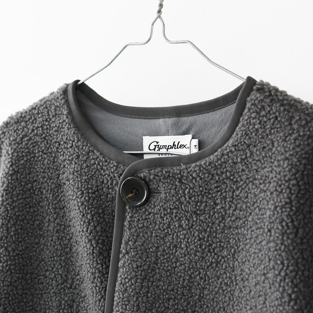 Gymphlex [ジムフレックス] W COLLARLESS BOA JACKET [GY-A0851BOL] ノーカラーボアジャケット・ボアジャケット・ボアブルゾン・カラーレス・ジャケット・ブルゾン・アウター・LADY'S [2026AW]