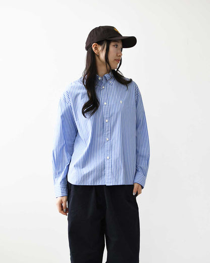 Gymphlex [ジムフレックス] W SHORT B.D. SHIRT L/S [GY-B0198PSE] ショートボタンダウンシャツロングスリーブ・ストライプ・長袖シャツ・コットン・羽織・LADY'S [2026AW]