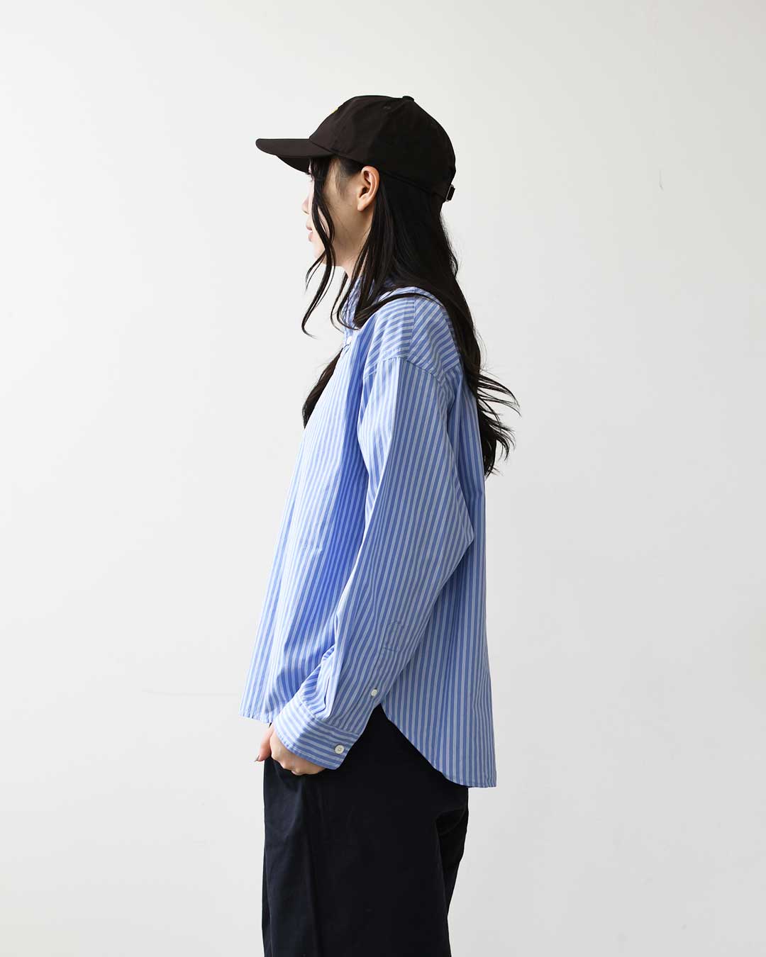 Gymphlex [ジムフレックス] W SHORT B.D. SHIRT L/S [GY-B0198PSE] ショートボタンダウンシャツロングスリーブ・ストライプ・長袖シャツ・コットン・羽織・LADY'S [2026AW]