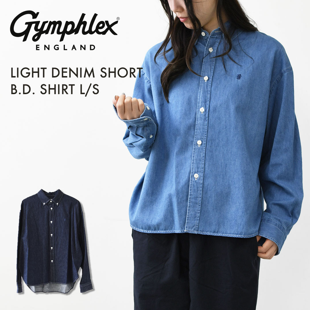 Gymphlex  [ジムフレックス] W LIGHT DENIM SHORT B.D. SHIRT L/S [GY-B0198SDM] ライトデニム ショートボタンダウン長袖シャツ・デニムシャツ・長袖デニムシャツ・ボタンダウンシャツ・羽織・LADY'S [2026AW]