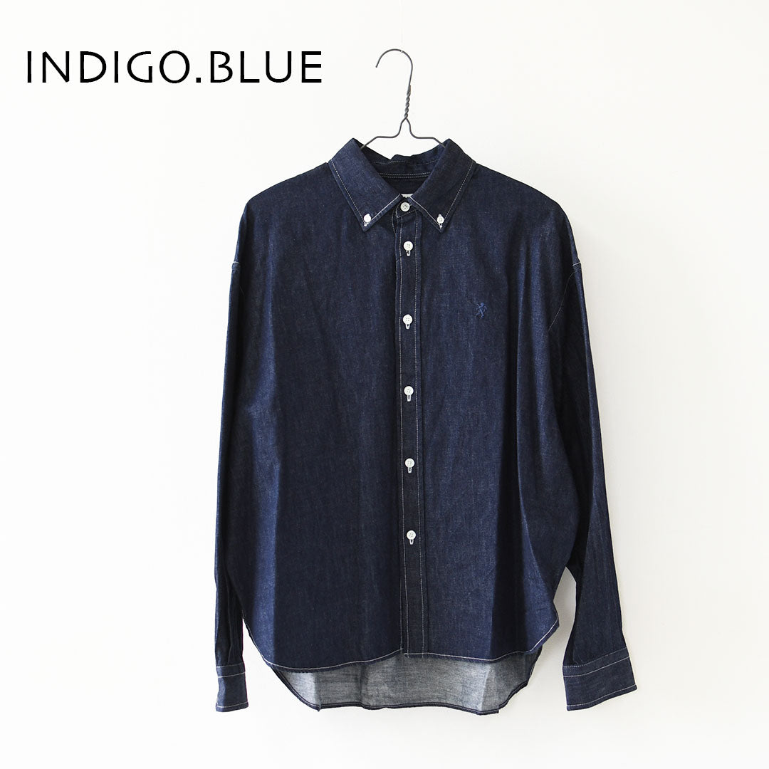 Gymphlex  [ジムフレックス] W LIGHT DENIM SHORT B.D. SHIRT L/S [GY-B0198SDM] ライトデニム ショートボタンダウン長袖シャツ・デニムシャツ・長袖デニムシャツ・ボタンダウンシャツ・羽織・LADY'S [2026AW]