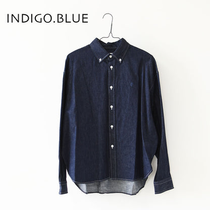 Gymphlex  [ジムフレックス] W LIGHT DENIM SHORT B.D. SHIRT L/S [GY-B0198SDM] ライトデニム ショートボタンダウン長袖シャツ・デニムシャツ・長袖デニムシャツ・ボタンダウンシャツ・羽織・LADY'S [2026AW]