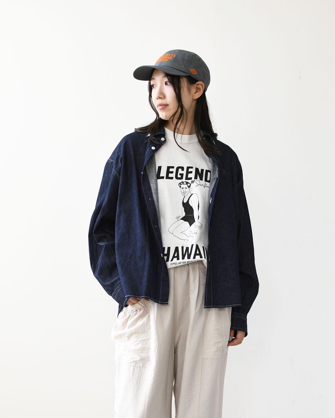 Gymphlex  [ジムフレックス] W LIGHT DENIM SHORT B.D. SHIRT L/S [GY-B0198SDM] ライトデニム ショートボタンダウン長袖シャツ・デニムシャツ・長袖デニムシャツ・ボタンダウンシャツ・羽織・LADY'S [2026AW]