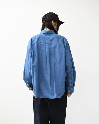 Gymphlex  [ジムフレックス] W LIGHT DENIM SHORT B.D. SHIRT L/S [GY-B0198SDM] ライトデニム ショートボタンダウン長袖シャツ・デニムシャツ・長袖デニムシャツ・ボタンダウンシャツ・羽織・LADY'S [2026AW]