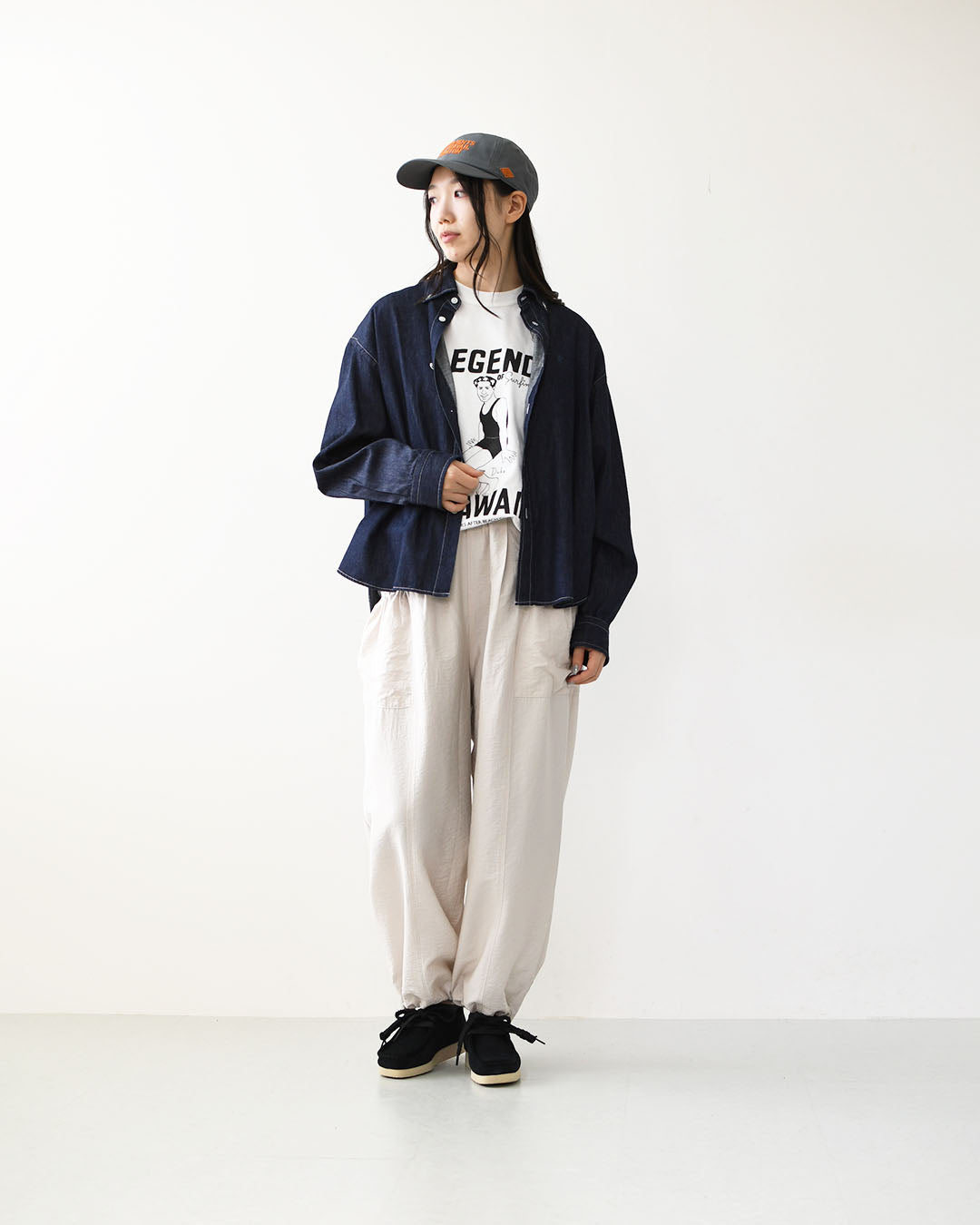 Gymphlex  [ジムフレックス] W LIGHT DENIM SHORT B.D. SHIRT L/S [GY-B0198SDM] ライトデニム ショートボタンダウン長袖シャツ・デニムシャツ・長袖デニムシャツ・ボタンダウンシャツ・羽織・LADY'S [2026AW]