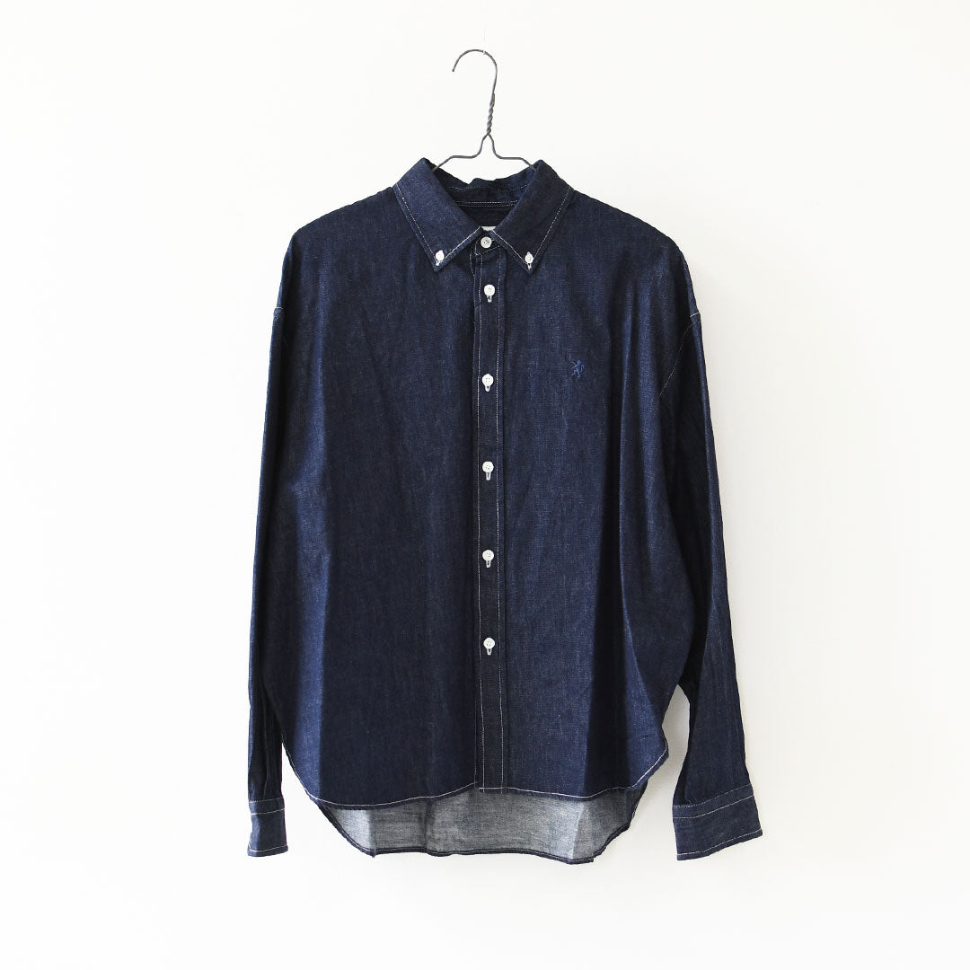Gymphlex  [ジムフレックス] W LIGHT DENIM SHORT B.D. SHIRT L/S [GY-B0198SDM] ライトデニム ショートボタンダウン長袖シャツ・デニムシャツ・長袖デニムシャツ・ボタンダウンシャツ・羽織・LADY'S [2026AW]