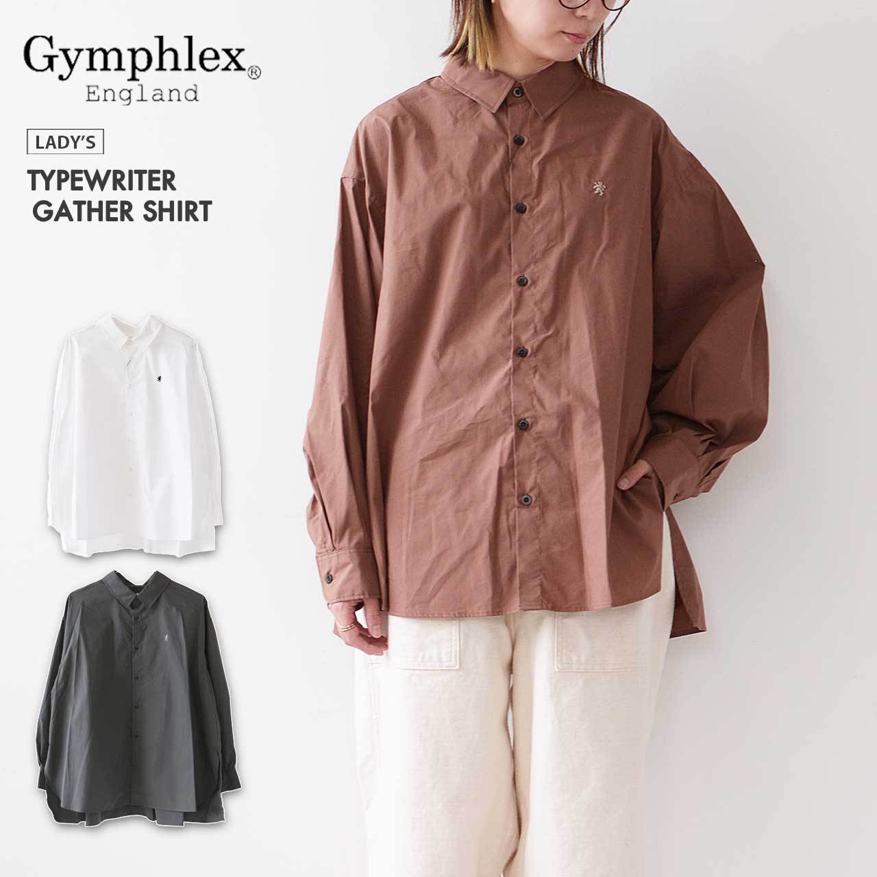 Gymphlex [ジムフレックス] W TYPEWRITER GATHER SHIRT [GY-B0313TTO] タイプライターギャザーシャツ [2024AW]