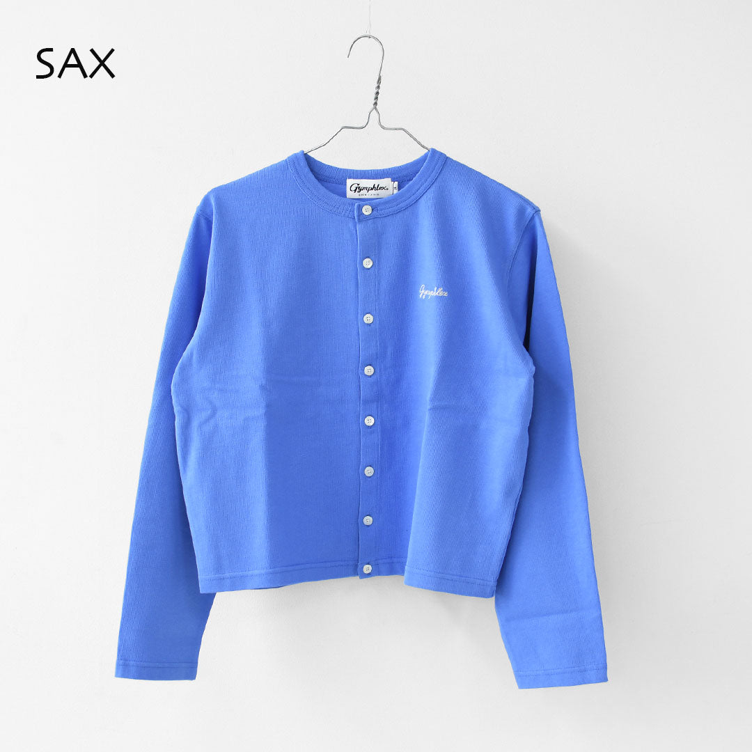 Gymphlex  [ジムフレックス] W Cotton L/S Short Cardigan [GY-C0367SCT] コットン 長袖ショートカーディガン・カーディガン・クルーネック・コットン・無地・ロゴ・シンプル・LADY'S [2026SS]