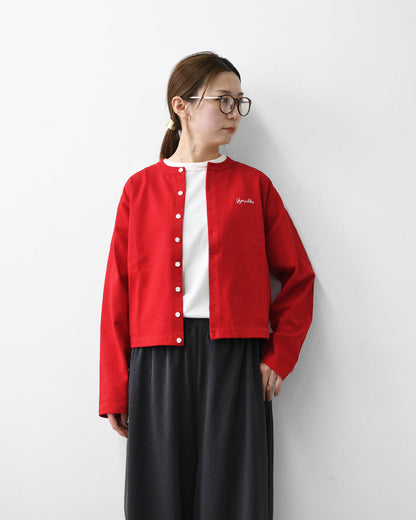 Gymphlex  [ジムフレックス] W Cotton L/S Short Cardigan [GY-C0367SCT] コットン 長袖ショートカーディガン・カーディガン・クルーネック・コットン・無地・ロゴ・シンプル・LADY'S [2026SS]