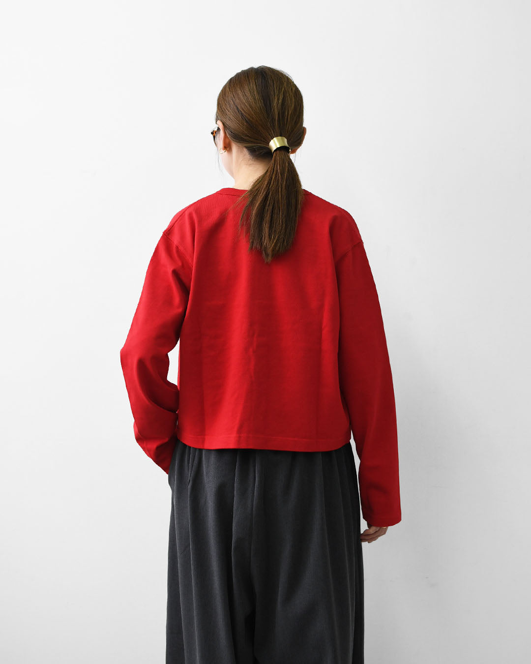 Gymphlex  [ジムフレックス] W Cotton L/S Short Cardigan [GY-C0367SCT] コットン 長袖ショートカーディガン・カーディガン・クルーネック・コットン・無地・ロゴ・シンプル・LADY'S [2026SS]