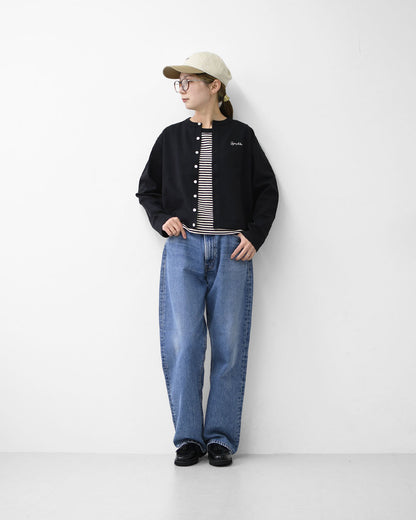 Gymphlex  [ジムフレックス] W Cotton L/S Short Cardigan [GY-C0367SCT] コットン 長袖ショートカーディガン・カーディガン・クルーネック・コットン・無地・ロゴ・シンプル・LADY'S [2026SS]