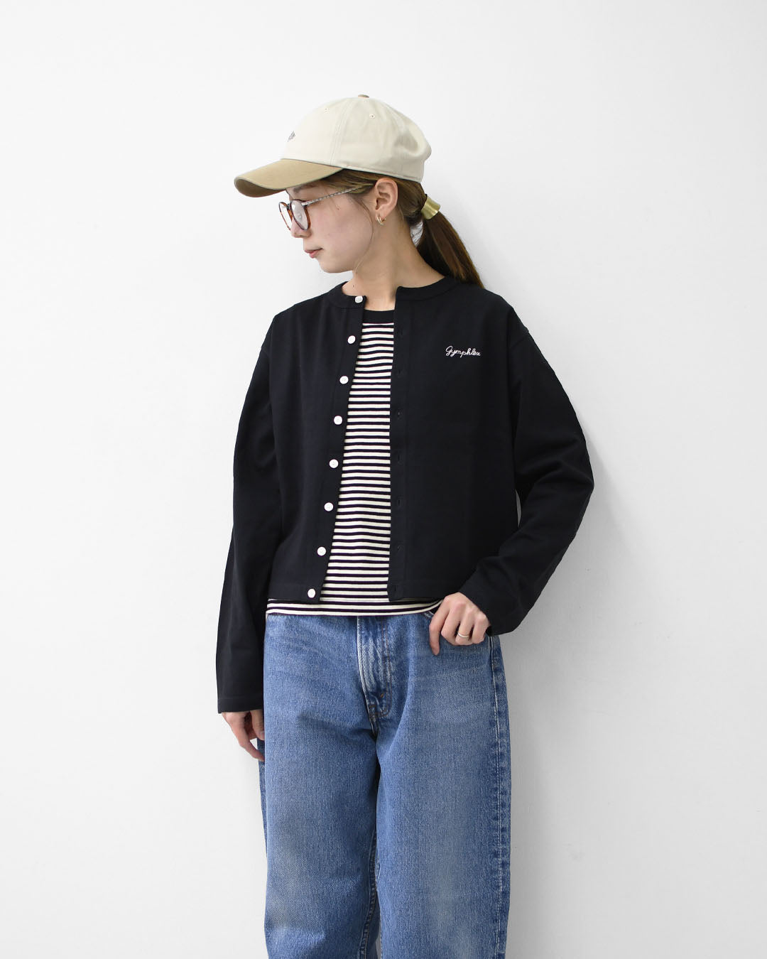 Gymphlex  [ジムフレックス] W Cotton L/S Short Cardigan [GY-C0367SCT] コットン 長袖ショートカーディガン・カーディガン・クルーネック・コットン・無地・ロゴ・シンプル・LADY'S [2026SS]