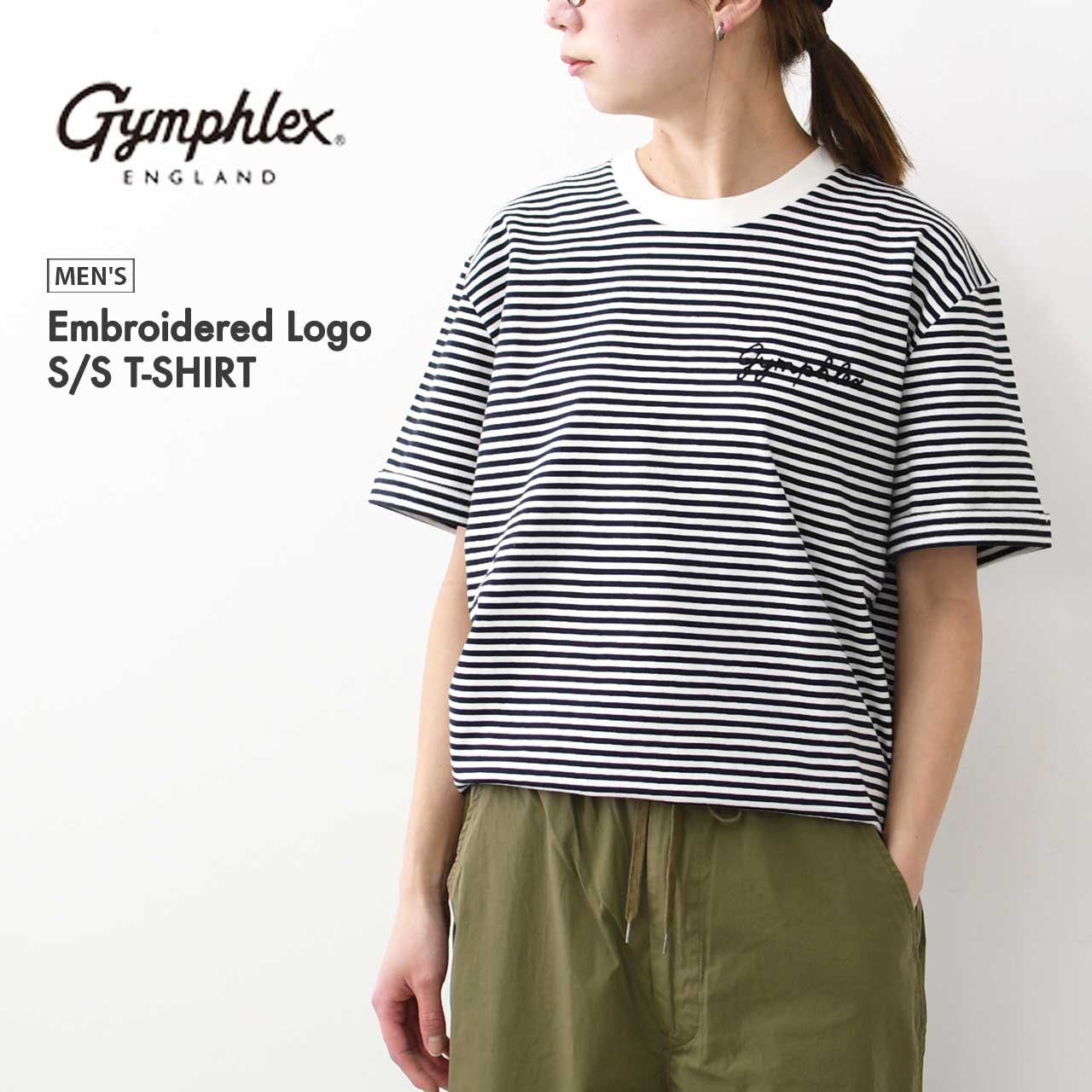 Gymphlex [ジムフレックス] M ロゴ刺繍 S/S T-SHIRT [GY-C0446COM-MB] ロゴ刺繍ショートスリーブTシャツ・MEN'S [2025SS]