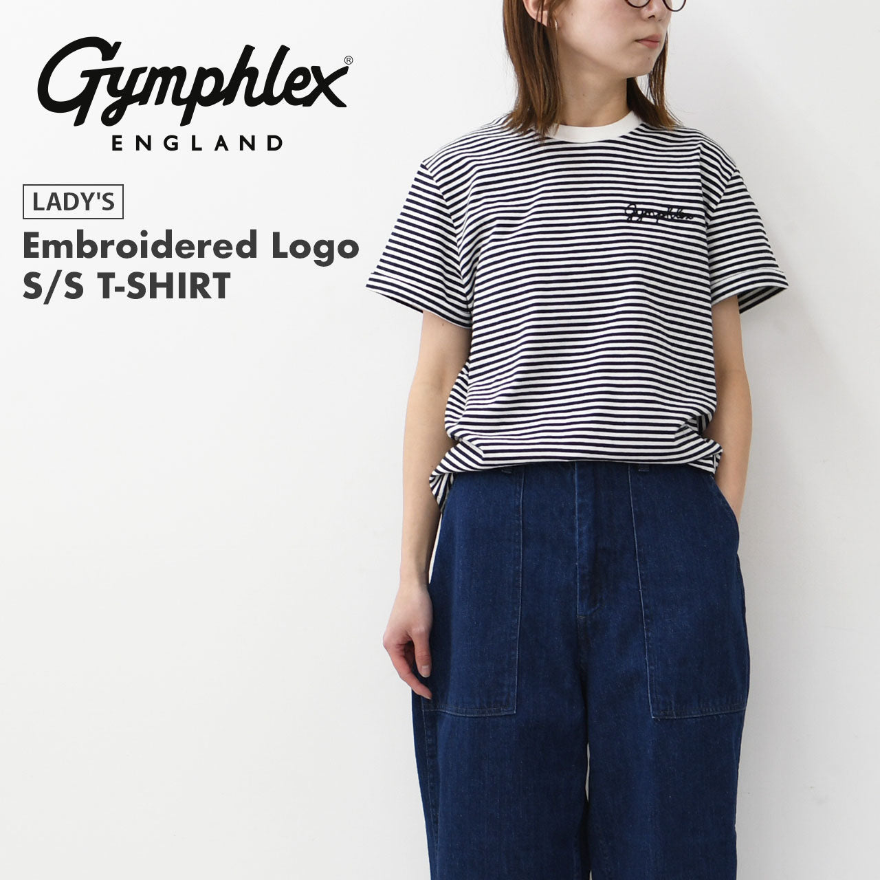 Gymphlex  [ジムフレックス] W ロゴ刺繍 S/S T-SHIRT [GY-C0446COM-WB] ロゴ刺繍ショートスリーブTシャツ [2025SS]