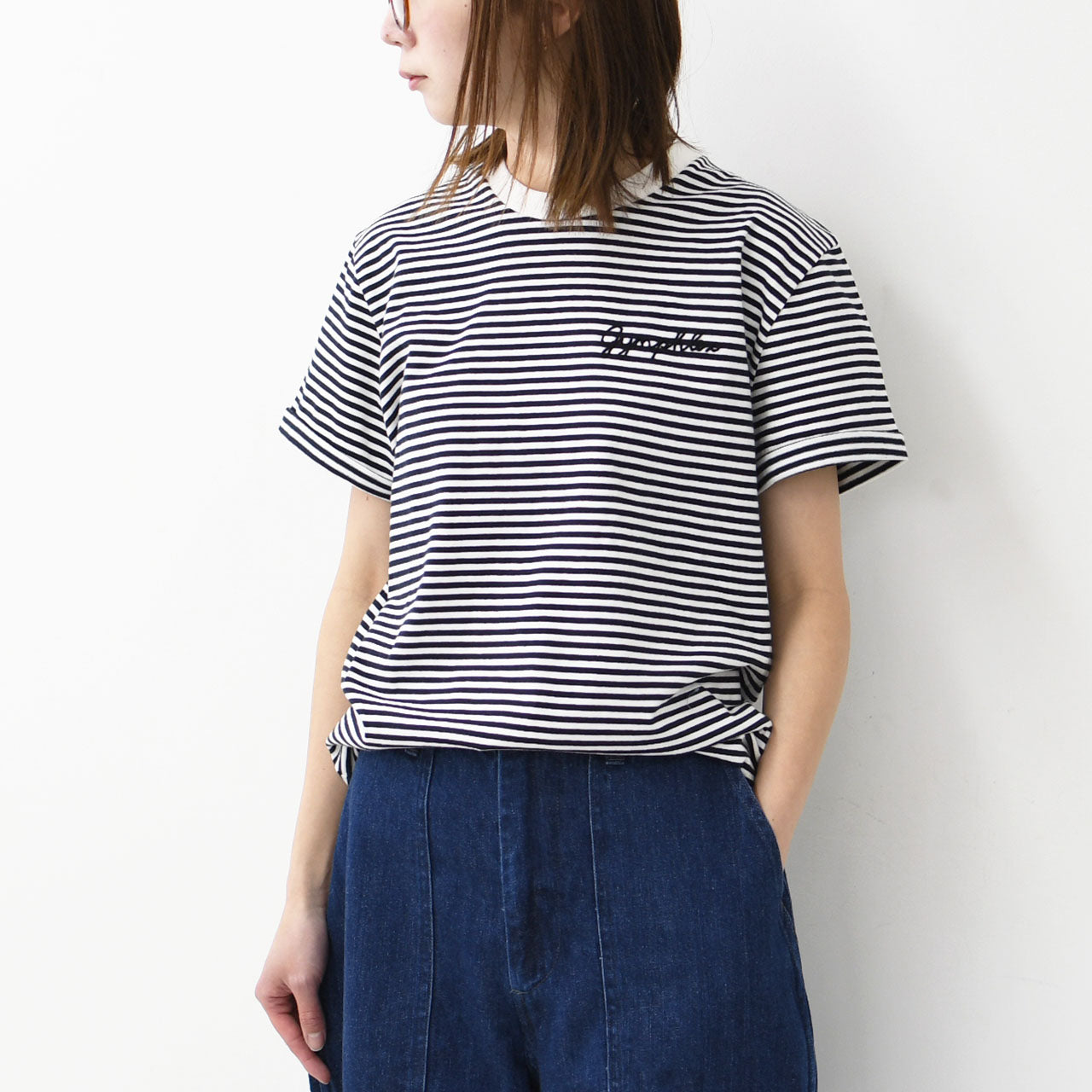 Gymphlex  [ジムフレックス] W ロゴ刺繍 S/S T-SHIRT [GY-C0446COM-WB] ロゴ刺繍ショートスリーブTシャツ [2025SS]