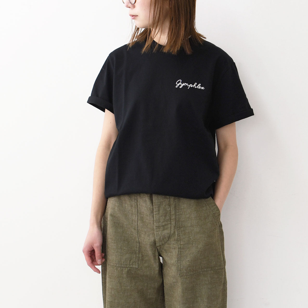 Gymphlex  [ジムフレックス] W ロゴ刺繍 S/S T-SHIRT  [GY-C0446COM-WS] ロゴ刺繍ショートスリーブTシャツ [2025SS]