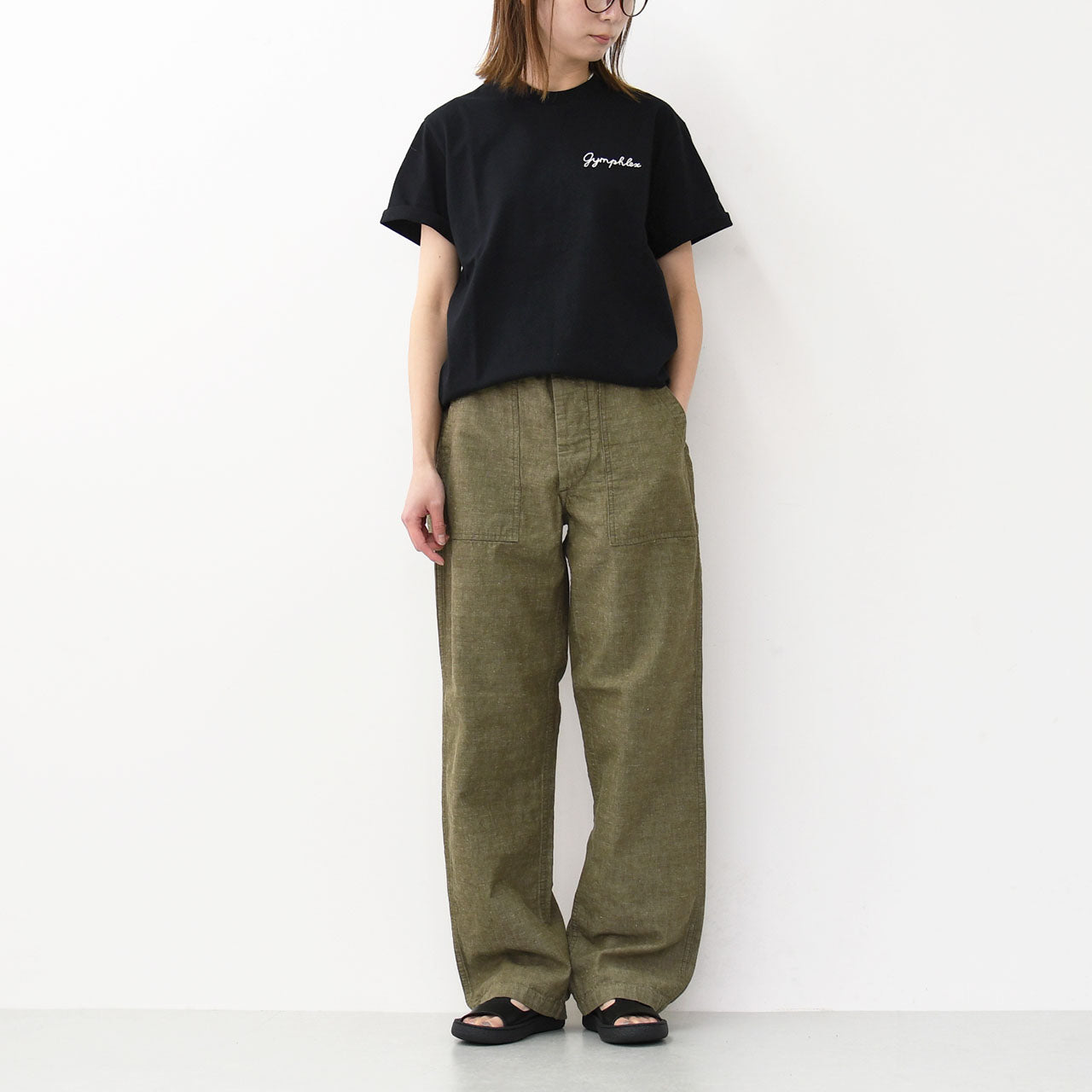 Gymphlex  [ジムフレックス] W ロゴ刺繍 S/S T-SHIRT  [GY-C0446COM-WS] ロゴ刺繍ショートスリーブTシャツ [2025SS]