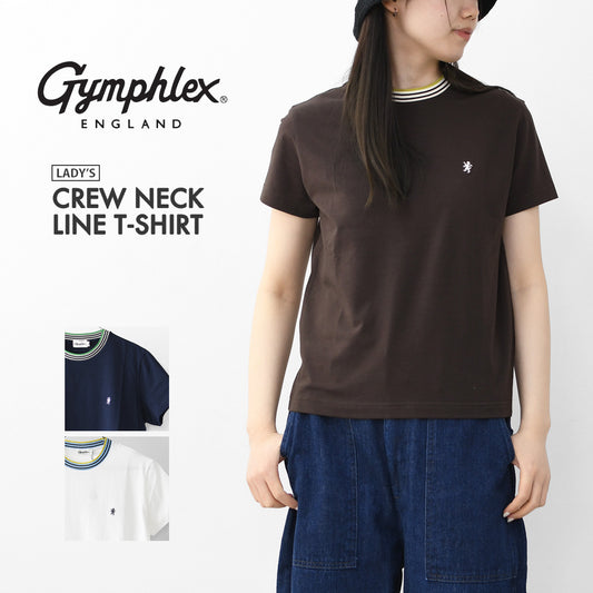 Gymphlex  [ジムフレックス] W CREW NECK LINE T-SHIRT [GY-C0448CCB] クルーネック ラインTシャツ・半袖Tシャツ・無地・シンプル・首元マルチカラー・LADY'S [2026SS]