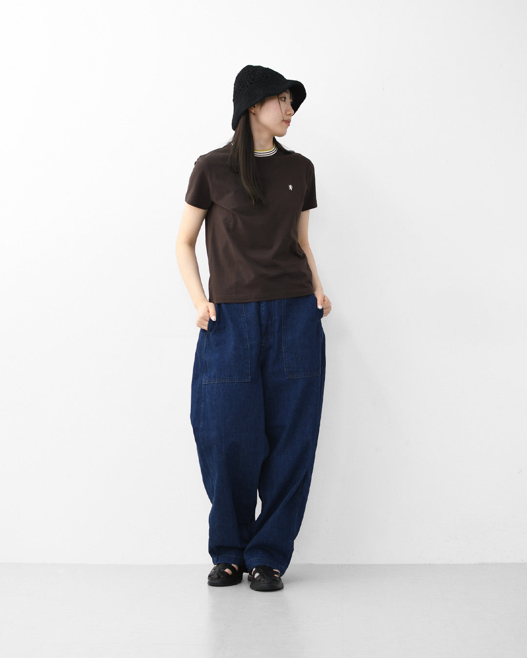 Gymphlex  [ジムフレックス] W CREW NECK LINE T-SHIRT [GY-C0448CCB] クルーネック ラインTシャツ・半袖Tシャツ・無地・シンプル・首元マルチカラー・LADY'S [2026SS]