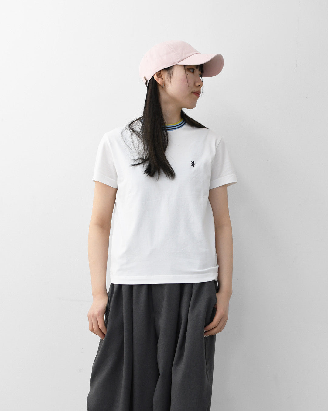 Gymphlex  [ジムフレックス] W CREW NECK LINE T-SHIRT [GY-C0448CCB] クルーネック ラインTシャツ・半袖Tシャツ・無地・シンプル・首元マルチカラー・LADY'S [2026SS]