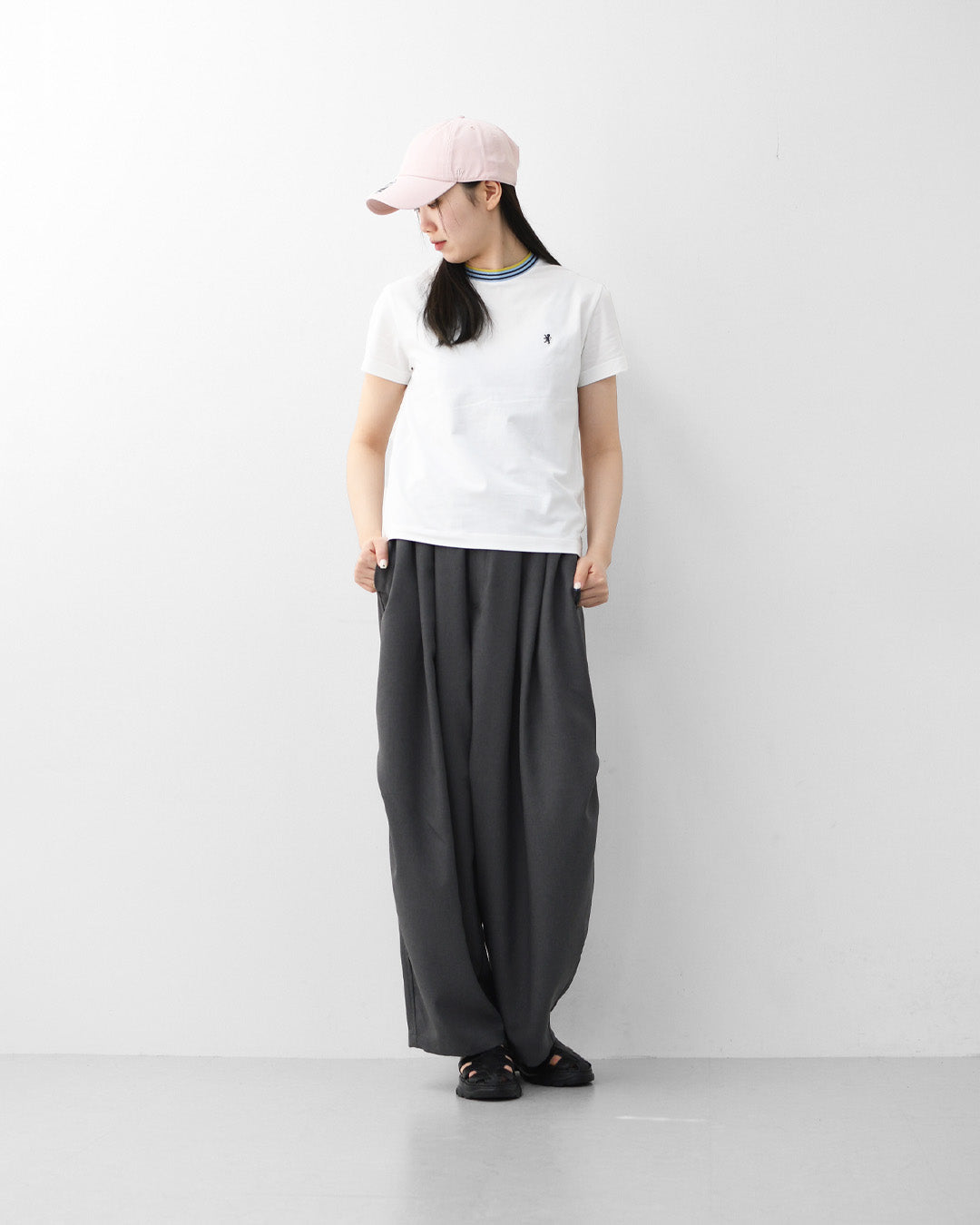 Gymphlex  [ジムフレックス] W CREW NECK LINE T-SHIRT [GY-C0448CCB] クルーネック ラインTシャツ・半袖Tシャツ・無地・シンプル・首元マルチカラー・LADY'S [2026SS]