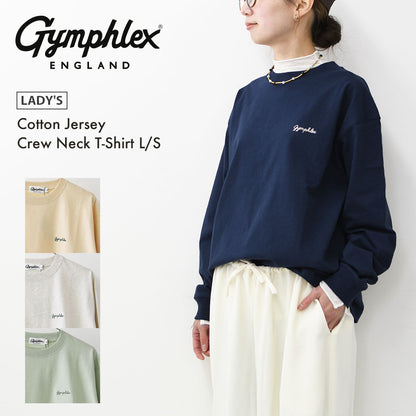 Gymphlex  [ジムフレックス] W Cotton Jersey Crew Neck T-Shirt L/S [GY-C0486HKT] コットンジャージー クルーネックTシャツ・長袖Tシャツ・ロゴTシャツ・無地Tシャツ・シンプル・LADY'S [2026SS]