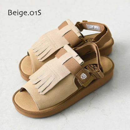 SHAKA [シャカ] OPEN TOE MULE KILT SUEDE [SK-356] オープントゥ ミュール キルト スエード・4WAYサンダル・ミュール・サンダル・スリッパライク・スエード・タッセル付き・カジュアル・アウトドア・フェス・キレイめ・LADY'S [2026SS]