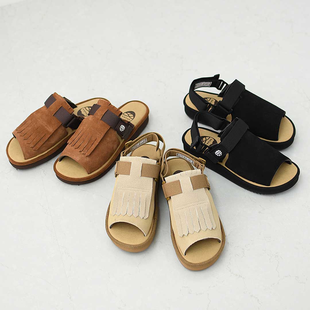 SHAKA [シャカ] OPEN TOE MULE KILT SUEDE [SK-356] オープントゥ ミュール キルト スエード・4WAYサンダル・ミュール・サンダル・スリッパライク・スエード・タッセル付き・カジュアル・アウトドア・フェス・キレイめ・LADY'S [2026SS]