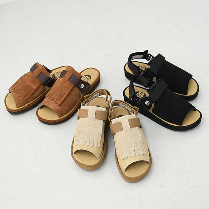 SHAKA [シャカ] OPEN TOE MULE KILT SUEDE [SK-356] オープントゥ ミュール キルト スエード・4WAYサンダル・ミュール・サンダル・スリッパライク・スエード・タッセル付き・カジュアル・アウトドア・フェス・キレイめ・LADY'S [2026SS]