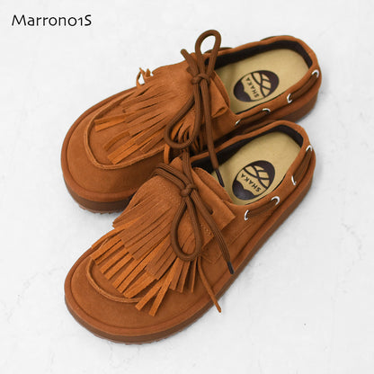 SHAKA [シャカ] BOAT MOC MULE SUEDE [SK-372] ボートモックミュールシェード・キルトタッセル付きミュールサンダル・ミュールサンダル・ミュール・カウヘア・牛革・タッセル付き・LADY'S [2026AW]
