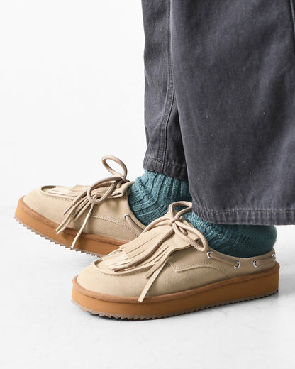 SHAKA [シャカ] BOAT MOC MULE SUEDE [SK-372] ボートモックミュールシェード・キルトタッセル付きミュールサンダル・ミュールサンダル・ミュール・カウヘア・牛革・タッセル付き・LADY'S [2026AW]