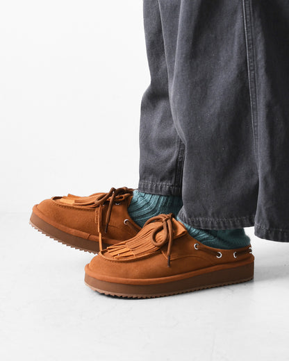 SHAKA [シャカ] BOAT MOC MULE SUEDE [SK-372] ボートモックミュールシェード・キルトタッセル付きミュールサンダル・ミュールサンダル・ミュール・カウヘア・牛革・タッセル付き・LADY'S [2026AW]