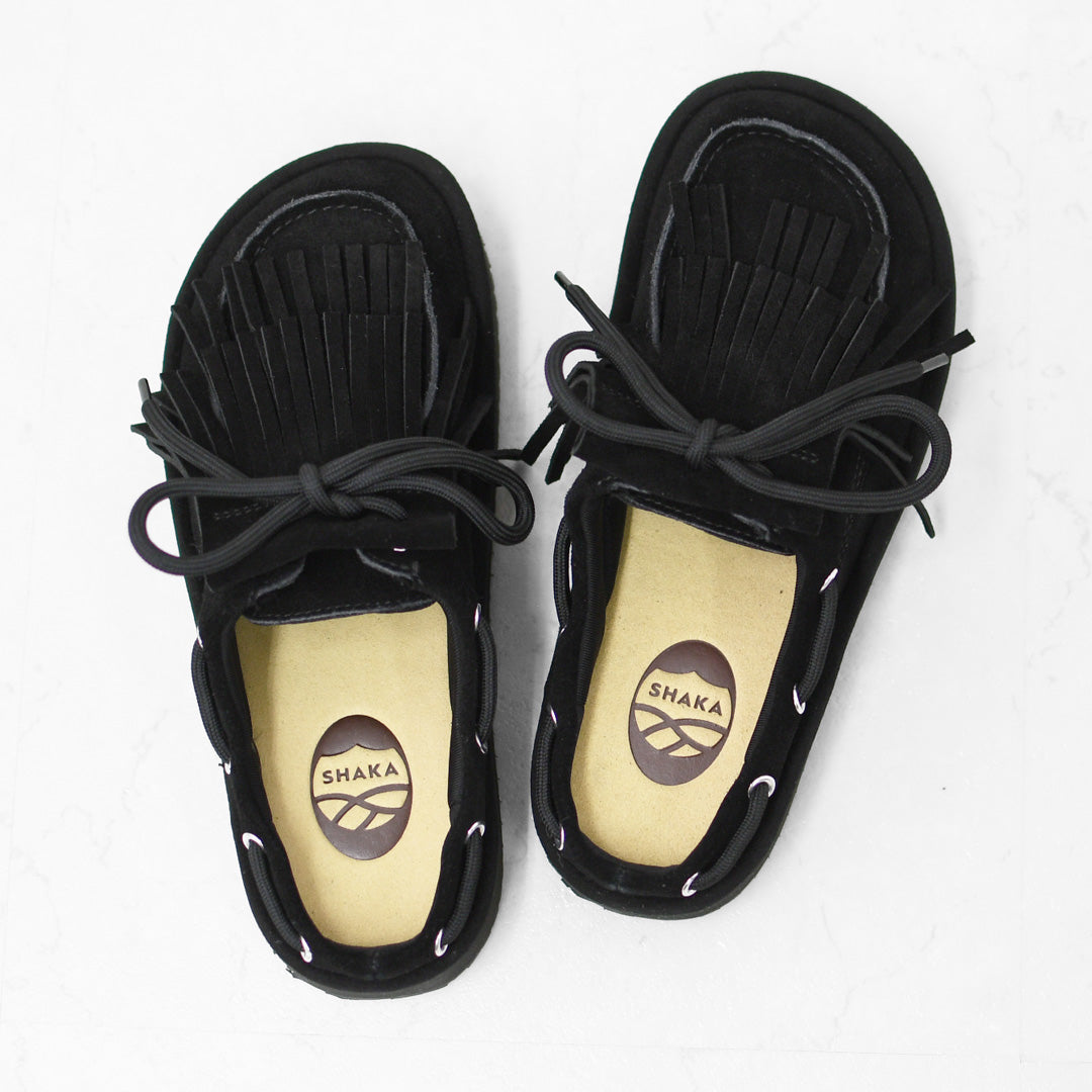 SHAKA [シャカ] BOAT MOC MULE SUEDE [SK-372] ボートモックミュールシェード・キルトタッセル付きミュールサンダル・ミュールサンダル・ミュール・カウヘア・牛革・タッセル付き・LADY'S [2026AW]