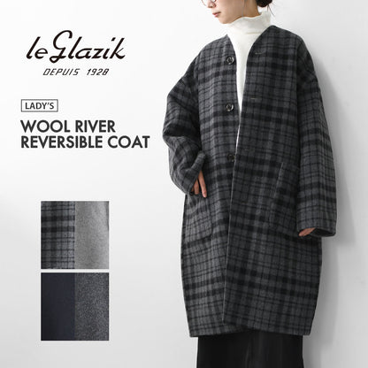 LE GLAZIK [ル・グラジック] WOOL RIVER REVERSIBLE COAT [JL-8982MFW]ウールリバー リバーシブルコート・コート・アウター・リバーコート・ノーカラーコート・カラーレスコート・ウールリバー・リバーシブル・LADY'S [2025AW]
