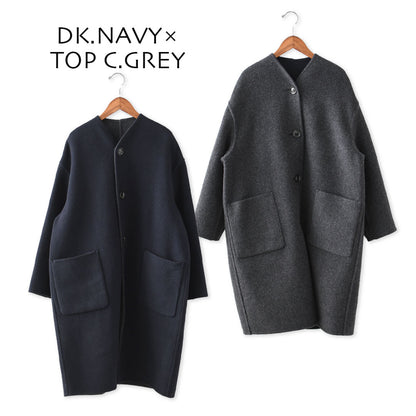LE GLAZIK [ル・グラジック] WOOL RIVER REVERSIBLE COAT [JL-8982MFW]ウールリバー リバーシブルコート・コート・アウター・リバーコート・ノーカラーコート・カラーレスコート・ウールリバー・リバーシブル・LADY'S [2025AW]
