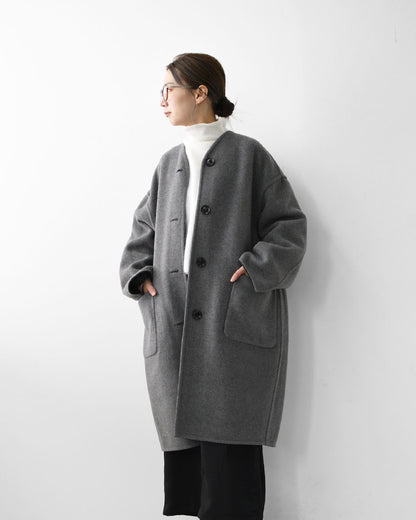 LE GLAZIK [ル・グラジック] WOOL RIVER REVERSIBLE COAT [JL-8982MFW]ウールリバー リバーシブルコート・コート・アウター・リバーコート・ノーカラーコート・カラーレスコート・ウールリバー・リバーシブル・LADY'S [2025AW]
