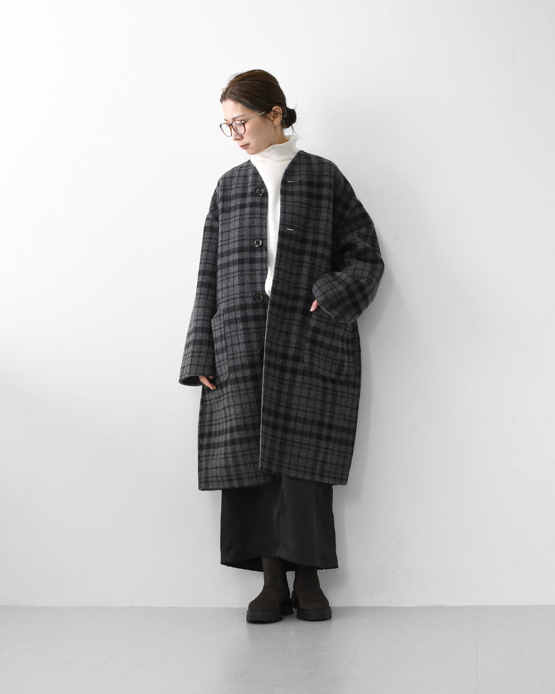 LE GLAZIK [ル・グラジック] WOOL RIVER REVERSIBLE COAT [JL-8982MFW]ウールリバー リバーシブルコート・コート・アウター・リバーコート・ノーカラーコート・カラーレスコート・ウールリバー・リバーシブル・LADY'S [2025AW]