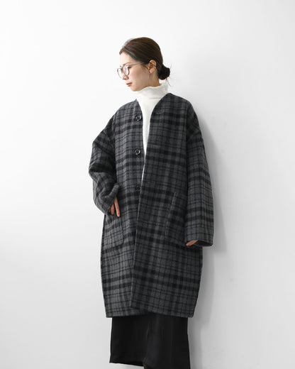 LE GLAZIK [ル・グラジック] WOOL RIVER REVERSIBLE COAT [JL-8982MFW]ウールリバー リバーシブルコート・コート・アウター・リバーコート・ノーカラーコート・カラーレスコート・ウールリバー・リバーシブル・LADY'S [2025AW]