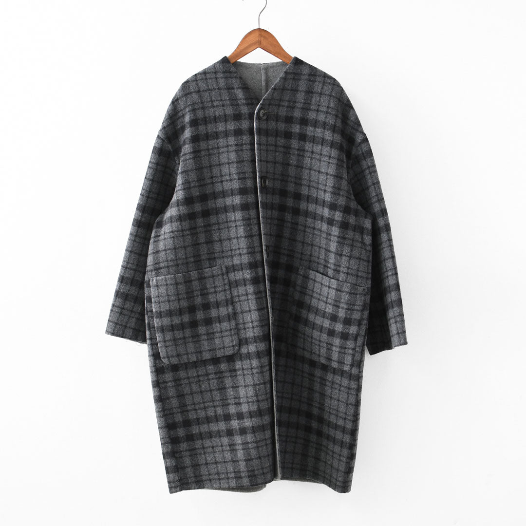 LE GLAZIK [ル・グラジック] WOOL RIVER REVERSIBLE COAT [JL-8982MFW]ウールリバー リバーシブルコート・コート・アウター・リバーコート・ノーカラーコート・カラーレスコート・ウールリバー・リバーシブル・LADY'S [2025AW]