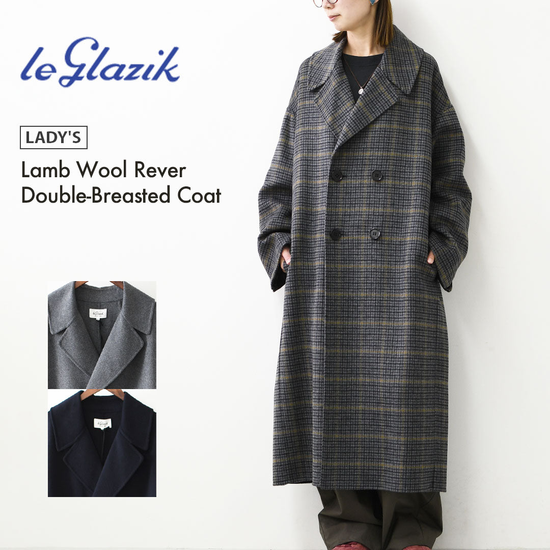 LE GLAZIK [ル・グラジック] W Lamb Wool Rever Double-Breasted Coat [LG-A0451ROB] ラムウールリバー ダブルブレストコート・ロングコート・ダブルブレストコート・テーラードカラー・ストレートシルエット・ラムウール・LADY'S [2026AW]