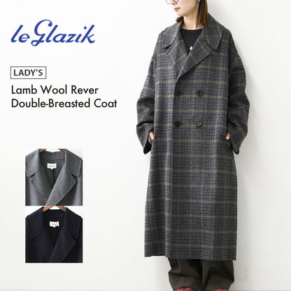 LE GLAZIK [ル・グラジック] W Lamb Wool Rever Double-Breasted Coat [LG-A0451ROB] ラムウールリバー ダブルブレストコート・ロングコート・ダブルブレストコート・テーラードカラー・ストレートシルエット・ラムウール・LADY'S [2026AW]