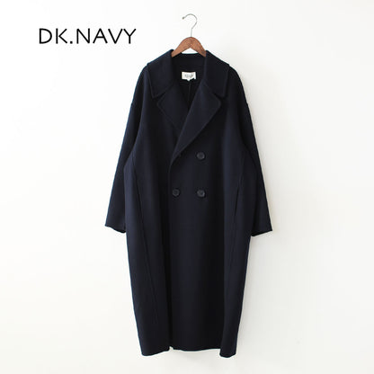 LE GLAZIK [ル・グラジック] W Lamb Wool Rever Double-Breasted Coat [LG-A0451ROB] ラムウールリバー ダブルブレストコート・ロングコート・ダブルブレストコート・テーラードカラー・ストレートシルエット・ラムウール・LADY'S [2026AW]
